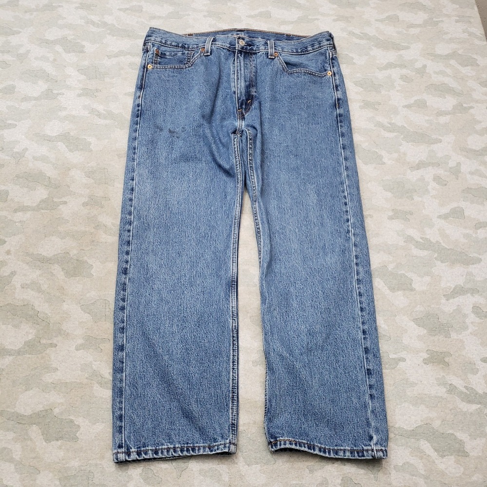 Levi's 505 Jeans Mens 38x29 Blue Straight Leg Pockets Denim Medium Wash